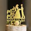 Lesbian Cake Topper - Lesbian - Customized Bride And Bride Last Name Cake Topper - Mrs And Mrs with Dog Cake Topper Wedding Party Decorations, Acrylic Gold view 2