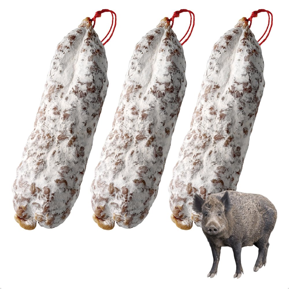 3 x Wild Boar Saucisson Sec From The Savoie, Approx 510g