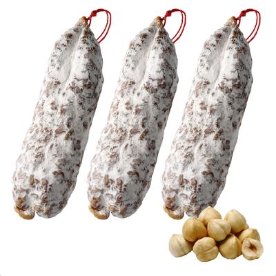 3 x Saucisson Sec with Hazelnuts From The Savoie, Approx 510g