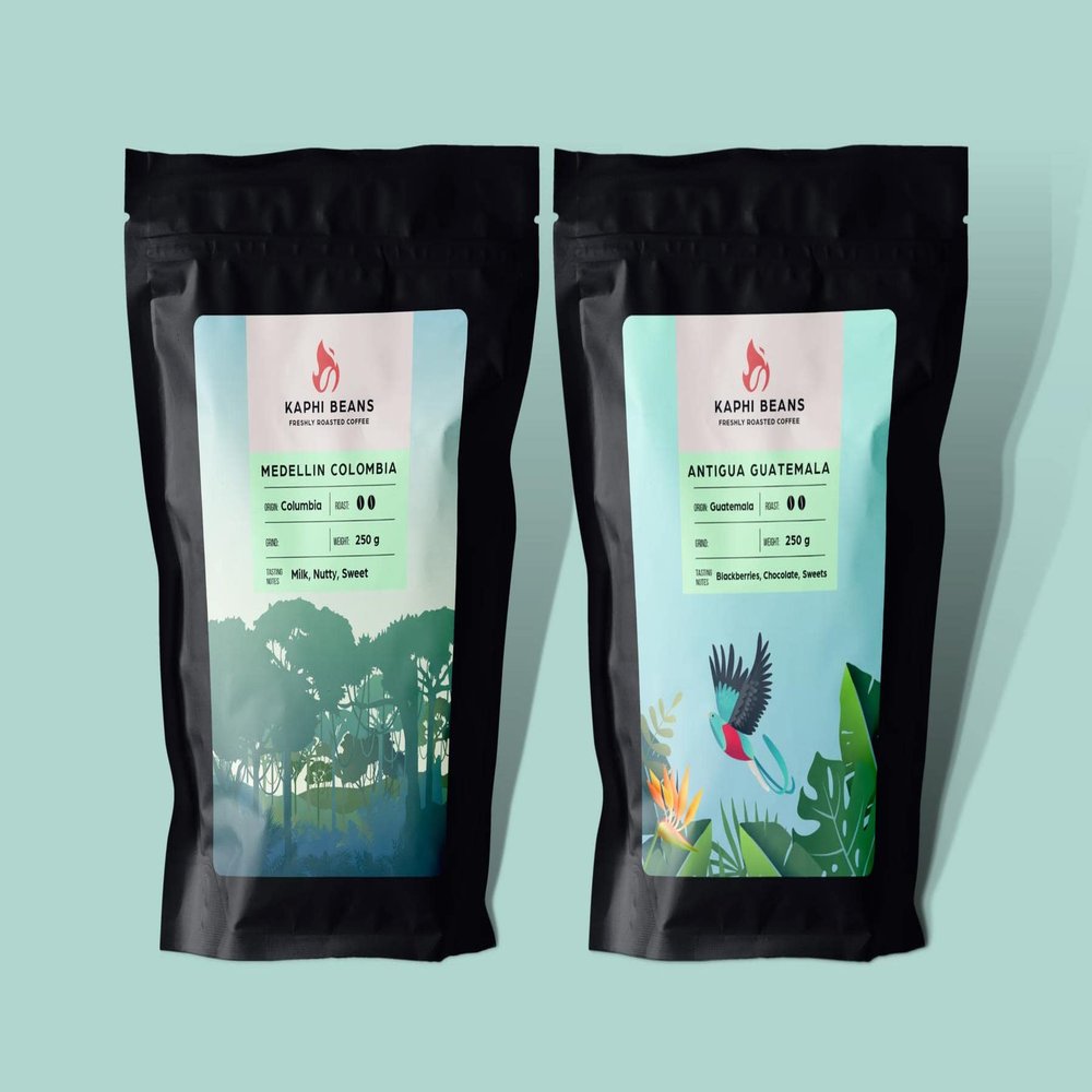 Kaphi Beans Medium Roast South American Coffee Bundle- Freshly Roasted- 250g (Wholebean)
