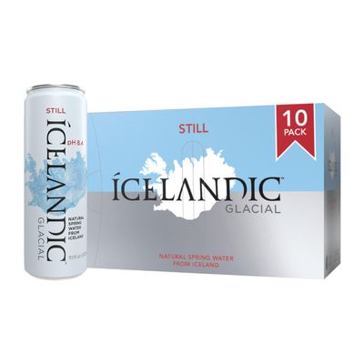 Icelandic Glacial Natural Spring Alkaline Water, 330 ml Cans, 10 Count