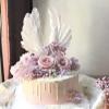 5 Pcs Cute Angel Feather Wing Flag Cake Toppers For Anniversary Baby Shower Decoration Wedding Party Supplies (White) view 4