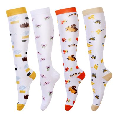 LEOSTEP Compression Socks for Men & Women (4Pair) Non-Slip Long Tube Stocking Ideal for Running,Nurse,Travel,Flight, Pregnancy,20-30 mmHg