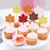 Ercadio 28 Pack Happy Thanksgiving Day Cupcake Toppers Glitter Fall Leaves Thanksgiving Eve Theme Party Cake Decorations Supplies view 3