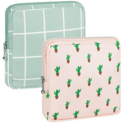 2 Pieces Sanitary Napkin Storage Bag Menstrual Pad Bag Nursing Pad Holder Portable Menstrual Period Sanitary Pouch Zipper Tampons Collect Bags for Teen Girls Women Ladies