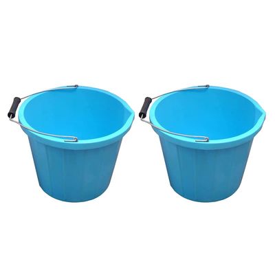 (  ) 14L Litre Strong Plastic Builders Bucket 3 Gallon Storage Construction Bucket With Metal Handle & Spout For Cleaning Animal Feed Mixing Home & Garden (Made in UK) (Blue)