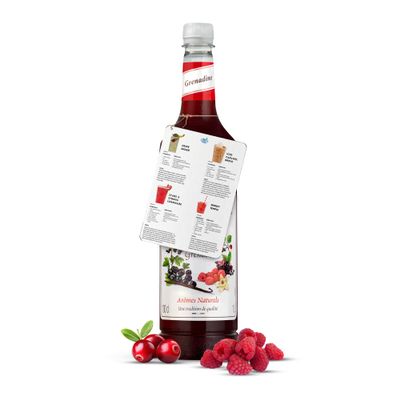 Blue Nile Foods Recipe Card with Grenadine Syrup for Coffee, Cocktails, and Desserts | Sweet Grenadine Monin Coffee Syrup and Recipe Card | 1L Premium Cocktail Bottle