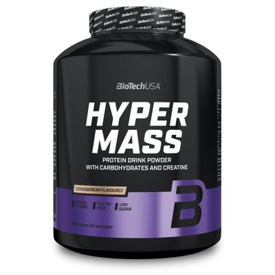 BioTechUSA Hyper Mass - Mass Gainer with Carbs & Protein Blend | Micronised Creatine | Gluten-Free, 2.27 kg, Cookies & Cream