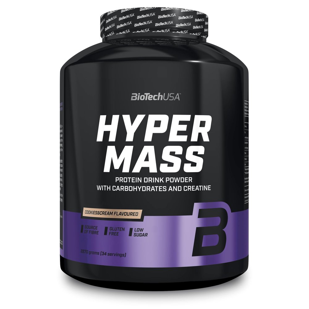 BioTechUSA Hyper Mass - Mass Gainer with Carbs & Protein Blend | Micronised Creatine | Gluten-Free, 2.27 kg, Cookies & Cream
