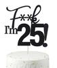 25 Cake Toppers, 25 Birthday Cake Toppers-Black Glitter, Funny 25th Cake Topper for Men,25 Cake Topper For Women, 25th birthday decorations,25th Birthday Cake Topper Twenty five view 1