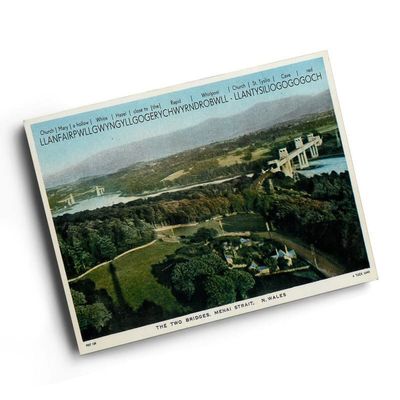 A4 PRINT - Vintage Wales - The Two Bridges, Menai Strait, Llanfair P.G. (2)