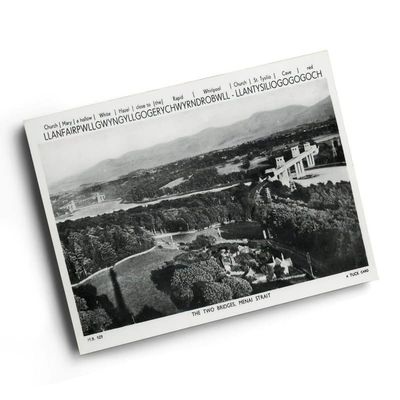 A4 PRINT - Vintage Wales - The Two Bridges, Menai Strait, Llanfair P.G. (1)