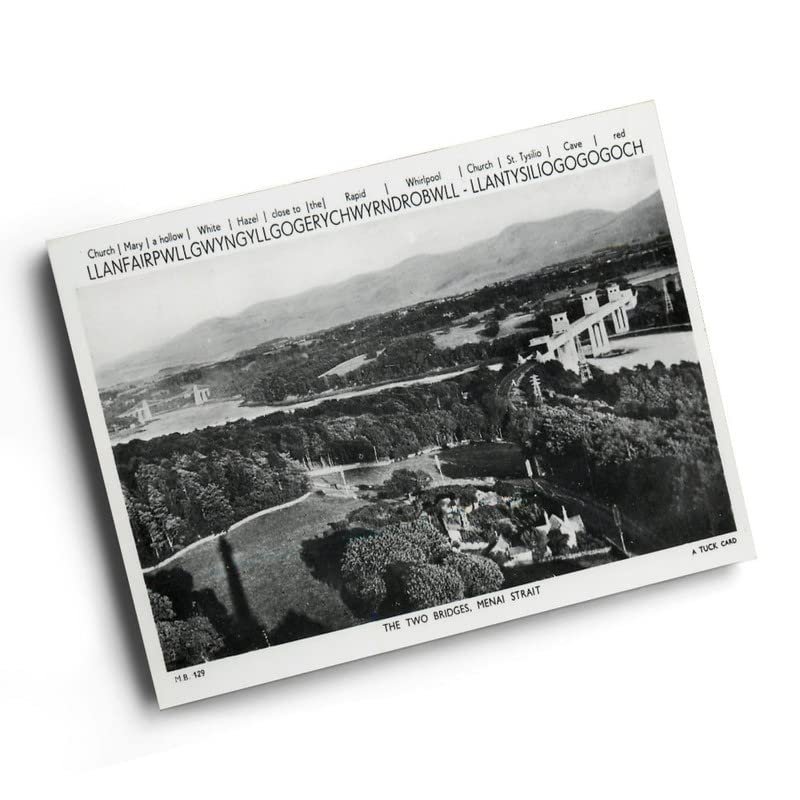 A4 PRINT - Vintage Wales - The Two Bridges, Menai Strait, Llanfair P.G. (1)