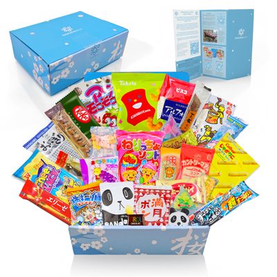 Sakura Box Japanese Vegetarian Snacks & Candy 30 Piece Dagashi Set Halal Friendly Food