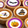 24 edible Halloween spooky trick or treat childrens party decorations Iced/Icing Cupcake Topper Edible Fairy Cake Bun Toppers Round view 1