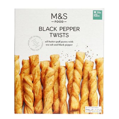 M&S Black Pepper Twists - All Butter Puff Pastry - 250g