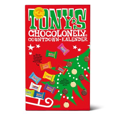 Tony's Chocolonely Chocolate Christmas Advent Calendar  24 Days  10 Varieties of Tiny Tony's  Lots of Anticipation  Christmas Gifts  Vegetarian  Belgian Fairtrade Chocolate
