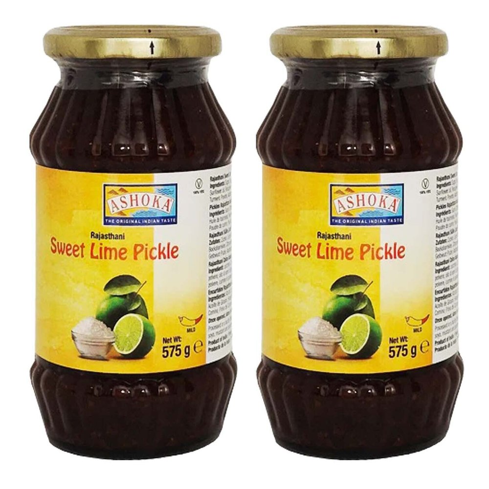Ashoka Rajasthani Sweet Lime Pickle 575g (Pack of 2)- Perfect as a Side Condiment for Any Indian Dish - Eaten With Indian Dinner or With Indian Breakfast