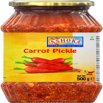 Ashoka Carrot Pickle 500g - Perfect as a Side Condiment for Any Indian Dish - Eaten With Indian Dinner or With Indian Breakfast