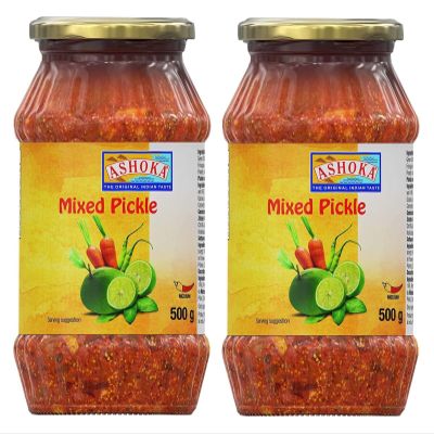 Ashoka Mixed Pickle 500g (Pack of 2)- Perfect as a Side Condiment for Any Indian Dish - Eaten With Indian Dinner or With Indian Breakfast