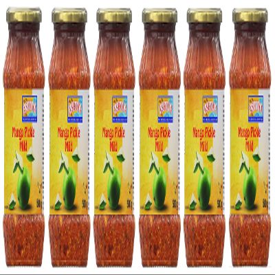 Ashoka Mango Pickle Mild 500g (Pack of 6) - Perfect as a Side Condiment for Any Indian Dish - Eaten With Indian Dinner or With Indian Breakfast