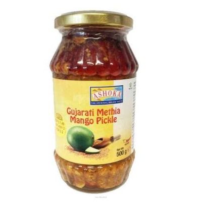 Ashoka Gujarati Methia Mango Pickle 500g - Perfect as a Side Condiment for Any Indian Dish - Eaten With Indian Dinner or With Indian Breakfast