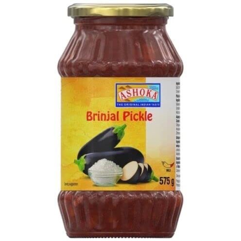 Ashoka Brinjal Pickle 575g- Perfect as a Side Condiment for Any Indian Dish - Eaten With Indian Dinner or With Indian Breakfast