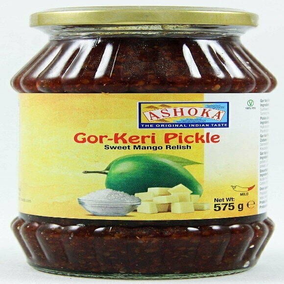 Ashoka Gor-Keri (Sweet Mango Pickle) 575g- Perfect as a Side Condiment for Any Indian Dish - Eaten With Indian Dinner or With Indian Breakfast