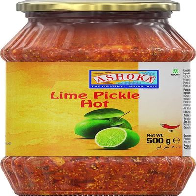 Ashoka Lime Pickle Hot 500g - Perfect as a Side Condiment for Any Indian Dish - Eaten With Indian Dinner or With Indian Breakfast