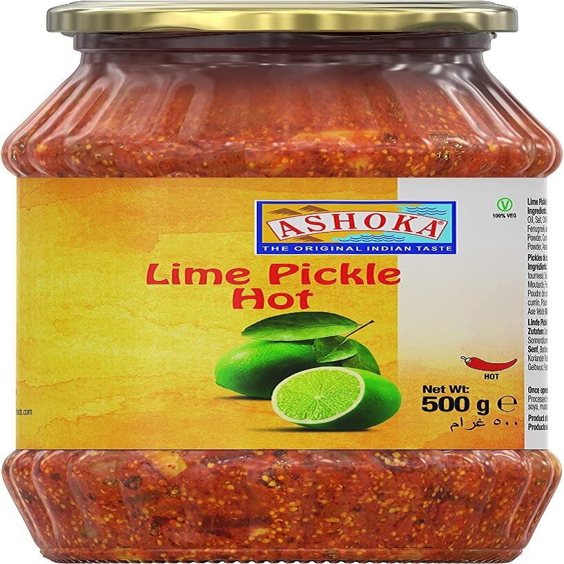 Ashoka Lime Pickle Hot 500g - Perfect as a Side Condiment for Any Indian Dish - Eaten With Indian Dinner or With Indian Breakfast