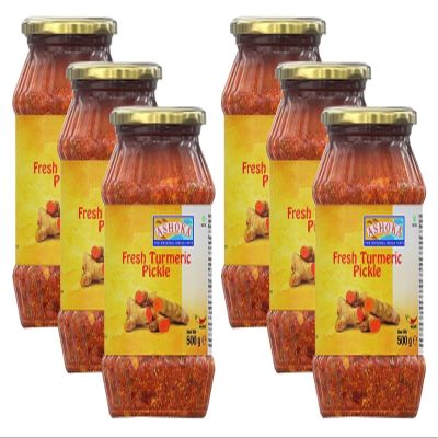 Ashoka Fresh Turmeric Pickle 500g (Pack of 6) - Perfect as a Side Condiment for Any Indian Dish - Eaten With Indian Dinner or With Indian Breakfast