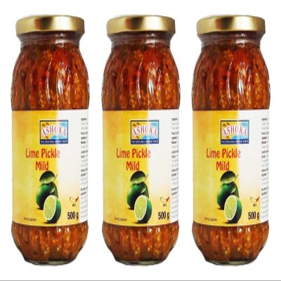 Ashoka Lime Pickle Mild 500g (Pack of 3) - Perfect as a Side Condiment for Any Indian Dish - Eaten With Indian Dinner or With Indian Breakfast