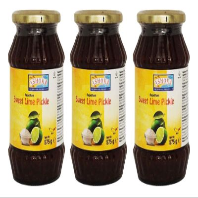 Ashoka Rajasthani Sweet Lime Pickle 575g (Pack of 3)- Perfect as a Side Condiment for Any Indian Dish - Eaten With Indian Dinner or With Indian Breakfast