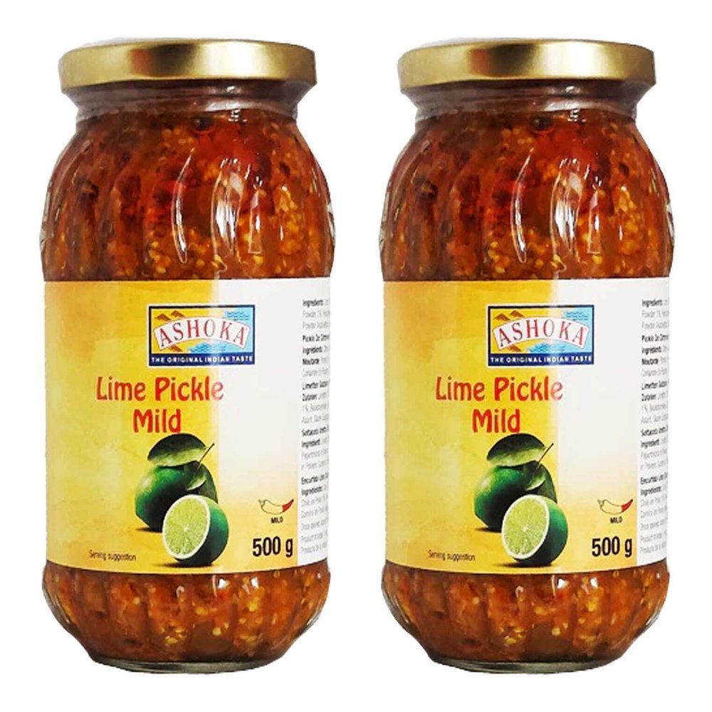 Ashoka Lime Pickle Mild 500g (Pack of 2) - Perfect as a Side Condiment for Any Indian Dish - Eaten With Indian Dinner or With Indian Breakfast