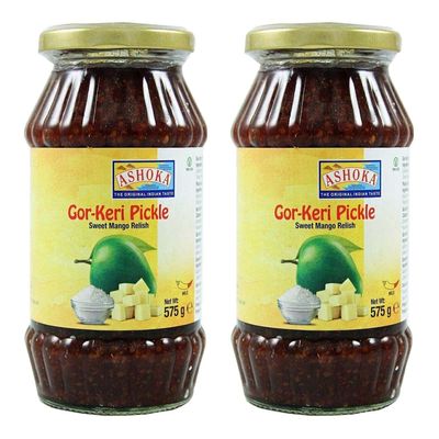 Ashoka Gor-Keri (Sweet Mango Pickle) 575g (Pack of 2)- Perfect as a Side Condiment for Any Indian Dish - Eaten With Indian Dinner or With Indian Breakfast