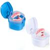 OBTANIM 2 Pack Denture Bath Cup Case Box Holder Storage Soak Container with Strainer Basket for RetainersTravel False Teeth Cleaning (White, Green) view 1