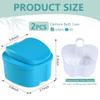 OBTANIM 2 Pack Denture Bath Cup Case Box Holder Storage Soak Container with Strainer Basket for RetainersTravel False Teeth Cleaning (White, Green) view 2
