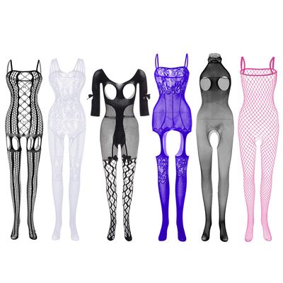 6 Packs Women Fishnet Bodysuits, Floral Stockings Sleepwear Sexy Lingerie for Couple Dating Nightwear Romantic Date Wearing (B Style)