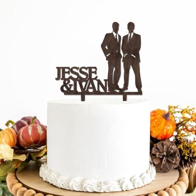 Wedding Gift for Gay Couple Cake Topper - Wedding Gift for Gay Couple - Custom Two Names Rustic Cake Topper for Gay Couple Wedding/Coimg Out Party Decoratoions