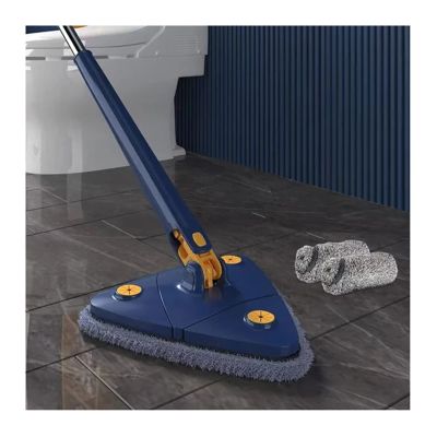 360 Rotatable Adjustable Cleaning Mop, 360 Degree Rotatable Adjustable Triangle Cleaning Mop, Cleaning Mop Tools,Reusable Spin Mop, Home Hardwood Floor Mop Bucket Stainless Steel Handle Mop (Blue)