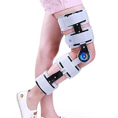 Samnuerly Adjustable Hinged Knee Brace, Orthopedic Support Stabilizer For Acl/Ligament/Sports Injuries Helps Stabilized Knee - Universal Leg Size (Gray)