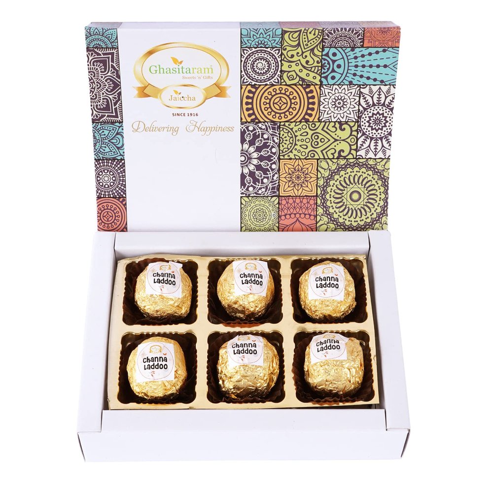 Jaiccha Ghasitaram Channa Laddoos 6pcs|Gift for Diwali Gifts,Holi,Rakhi,Valentine,Christmas,Birthday,Anniversary,Her,Him|