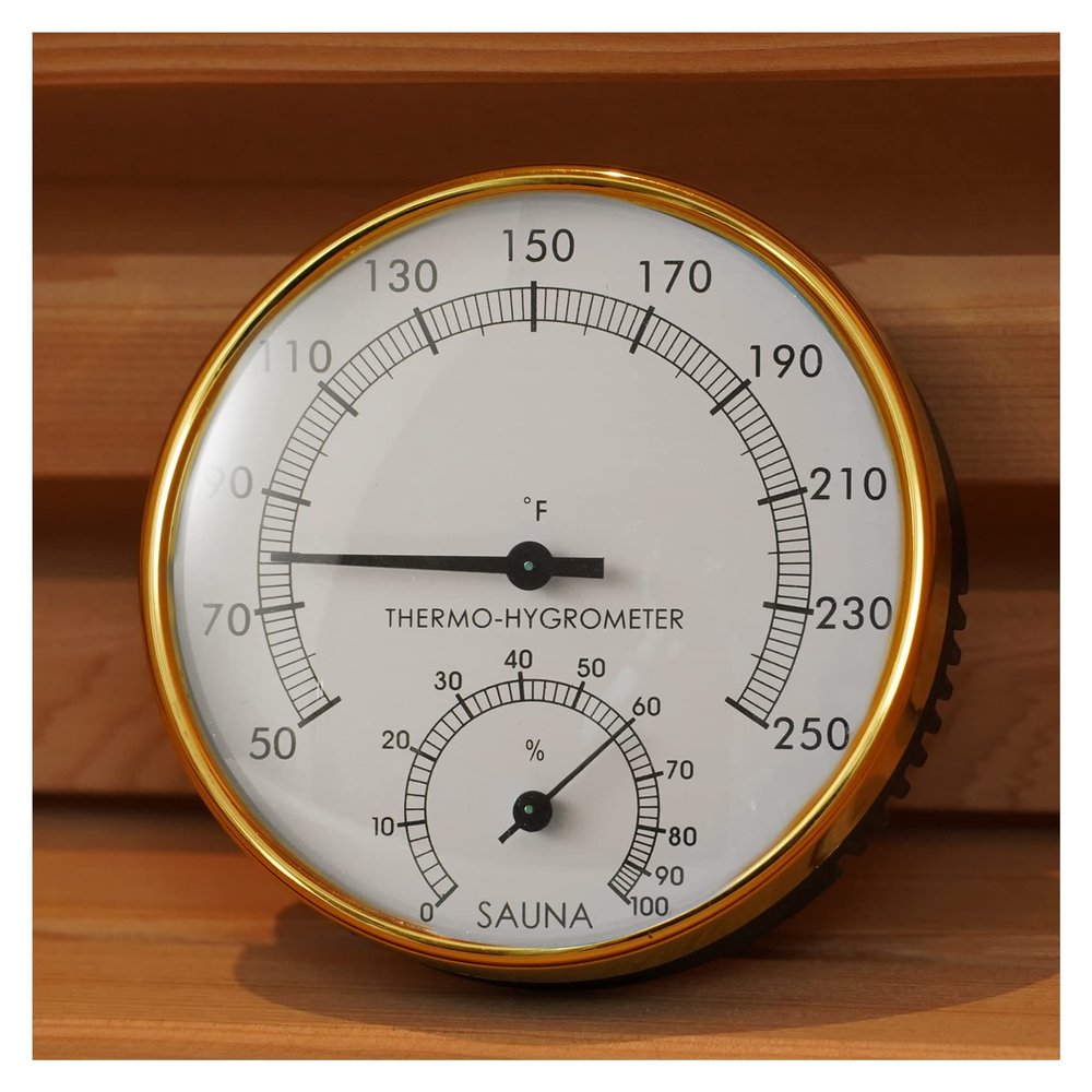 amocane Sauna Thermometer 2 in 1 Fahrenheit Thermometer Hygrometer for Sauna Room, Sauna Accessories for Any Barrel or Infrared Steam Saunas