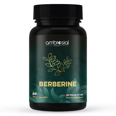 Ambrosial Berberine HCL 500mg  High Strength Berberine Capsules for Men & Women  Vegan, Non-GMO, Gluten-Free, Allergen-Free  GMP Certified, Natural Wellness Support  60 Capsules (2 Months Supply)
