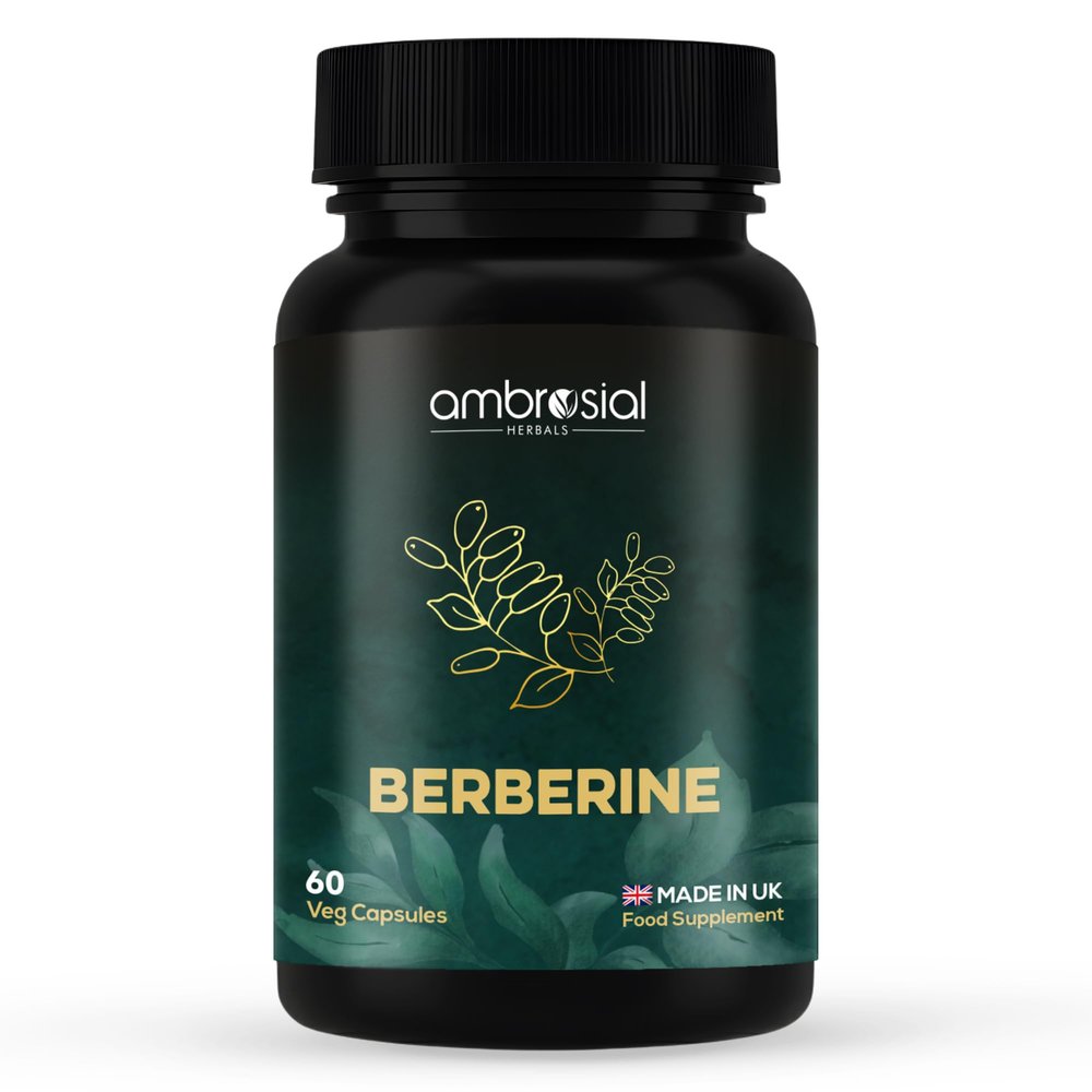 Ambrosial Berberine HCL 500mg  High Strength Berberine Capsules for Men & Women  Vegan, Non-GMO, Gluten-Free, Allergen-Free  GMP Certified, Natural Wellness Support  60 Capsules (2 Months Supply)