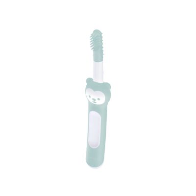 MAM Massaging Brush with Soft Silicone Bristles, Used to Babies Daily Teeth Cleaning, Baby Toothbrush to Relieve Teething Pain, from 3+ Months, Turquoise