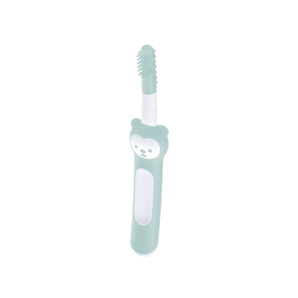 MAM Massaging Brush with Soft Silicone Bristles, Used to Babies Daily Teeth Cleaning, Baby Toothbrush to Relieve Teething Pain, from 3+ Months, Turquoise