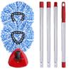 ANREKEYH Spin Mop Head, Base, Handle Replacement for O-ceda EasyWring RinseClean Microfiber Spin Mop, 2 Microfiber Mop Refills, 1 Triangle Mop Head Cover and 30-58in Mop Handle (Blue (2-Tank System)) view 1