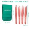 Tweezers Set, 4Pcs Tweezers for Women with Travel Leather Case, Professional Stainless Steel Eyebrows Tweezers, Great Precision Tweezers for Ingrown Hair, Facial Hair, Splinter Removal(Pink) view 4
