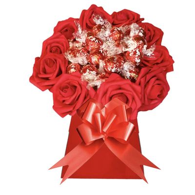 Lindor Hamper Bouquet Chocolate Red Strawberry White Milk Dark Orange Blue Gold Pink Cadbury Sweets Candy Him Her Black Ferrero Rochr Luxury (Medium)